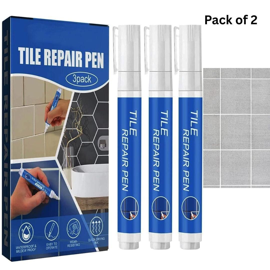 Tile Repair Pen (Pack of 2) Grout Pen for Bathroom, Kitchen, Floor & Wall Tiles