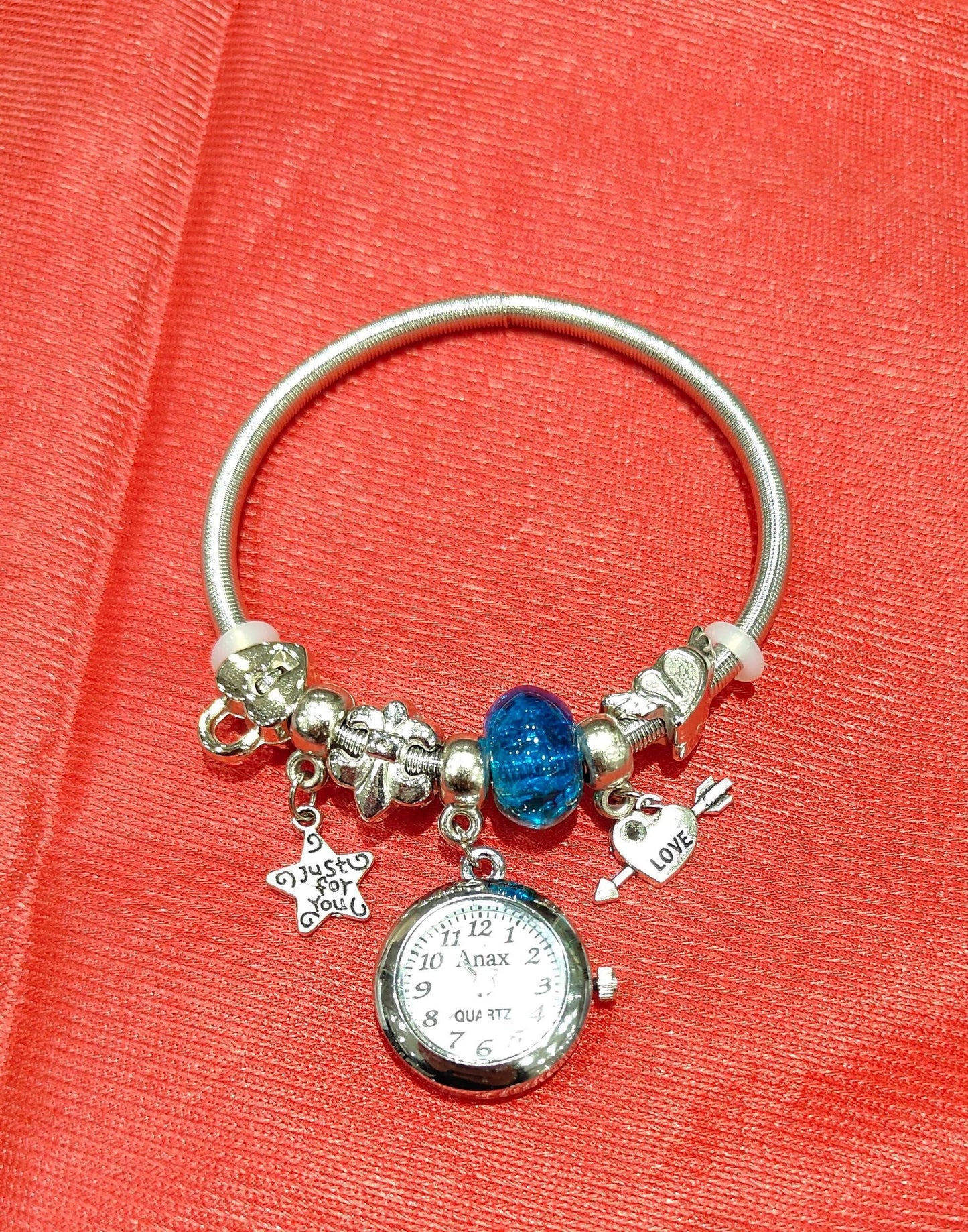 Women's Beads Wrist Watch Bracelet With Smile Design